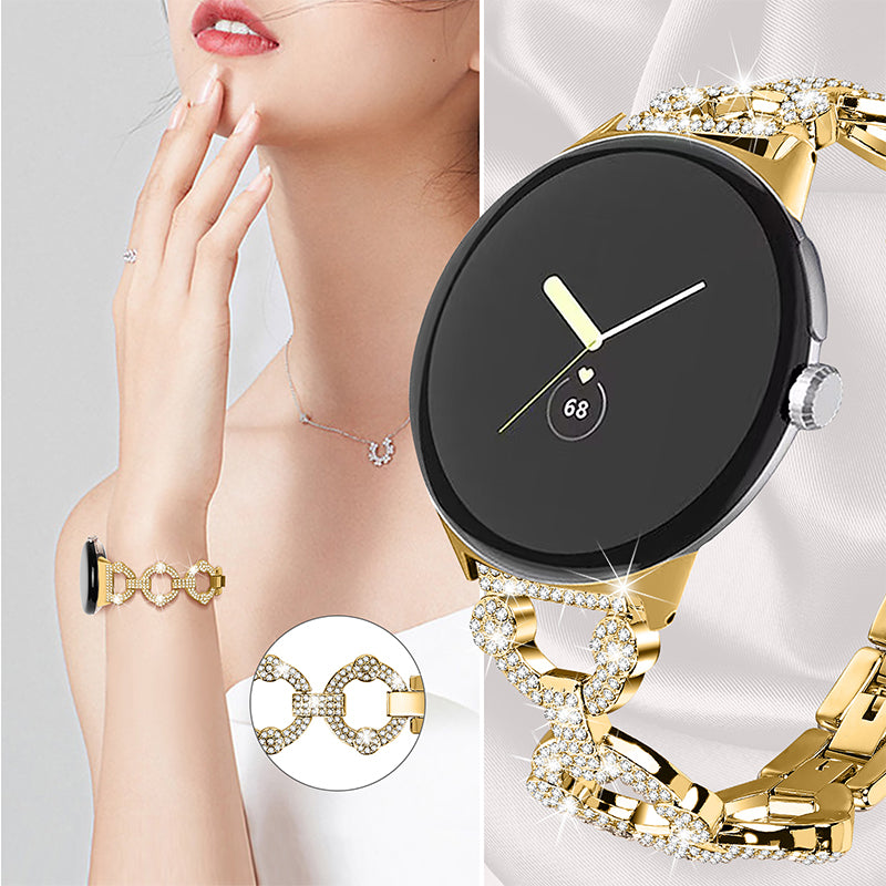 For Google Pixel Watch 2 Pixel Watch Rhinestone Decor Watch Band Replacement Metal Wrist Strap Bracelet For Google Pixel Watch 2 Pixel Watch Rhinestone Decor Watch Band Replacement Metal Wrist Strap Bracelet